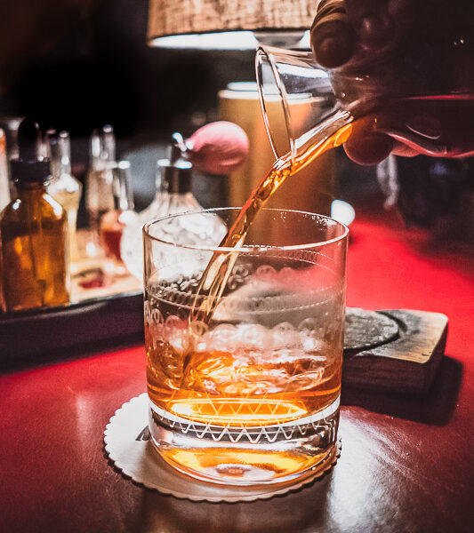 Smoked bourbon cocktail at a speakeasy in Louisville, Kentucky