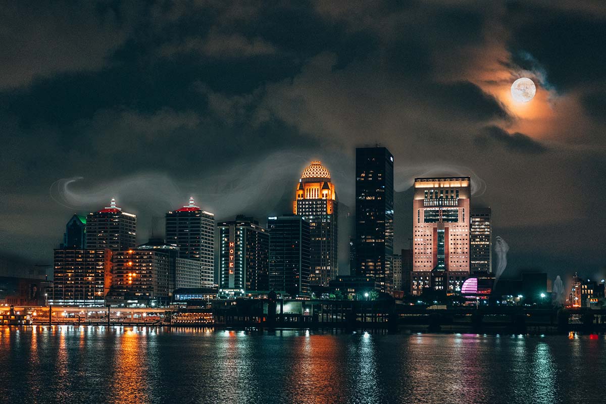 Haunted Louisville skyline on a Louisville ghost tour