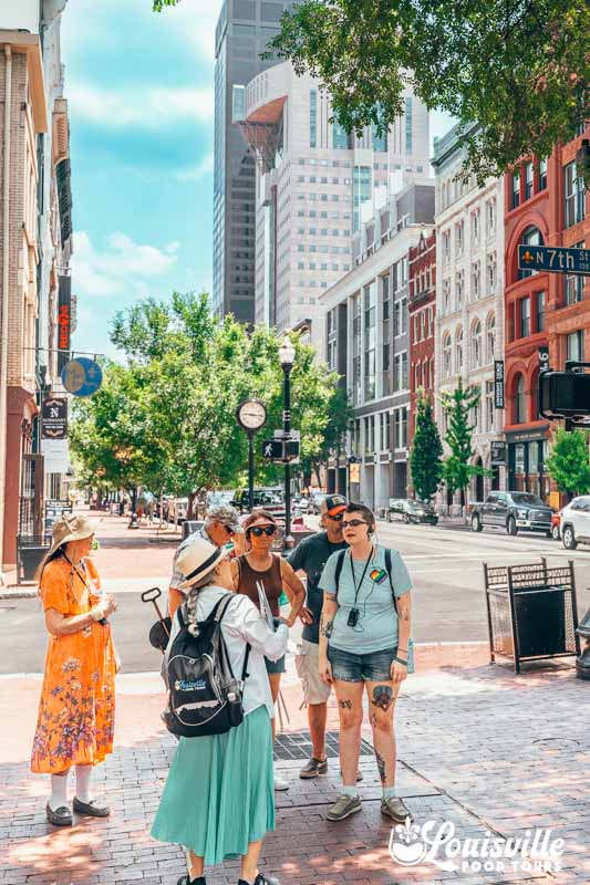 Tour group in downtown Louisville on Museum Row