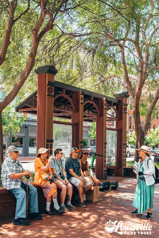 Tour group in downtown Louisville at Fort Nelson Park