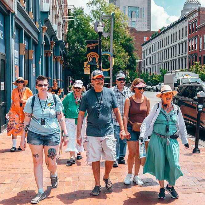Tour Group on a Downtown Walking Tour in Louisville Kentucky